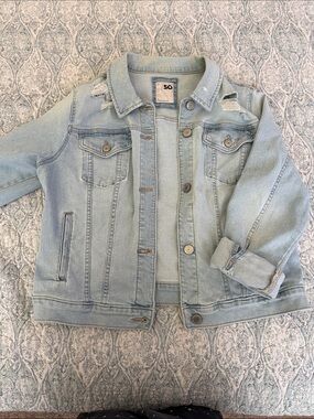 SO Light Wash Distressed Denim Jacket for Kids